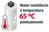 Maior resistência à temperatura 65 ºC pontualmente